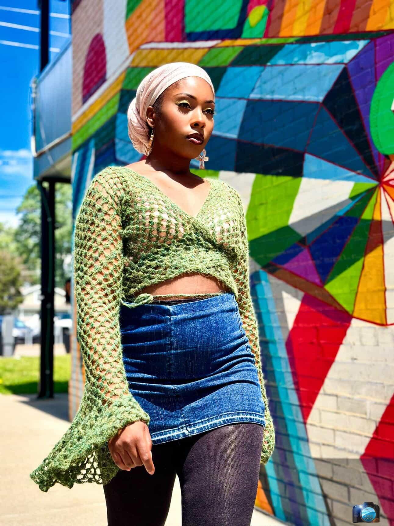 Crochet long sleeve wrap top (Jhadina)